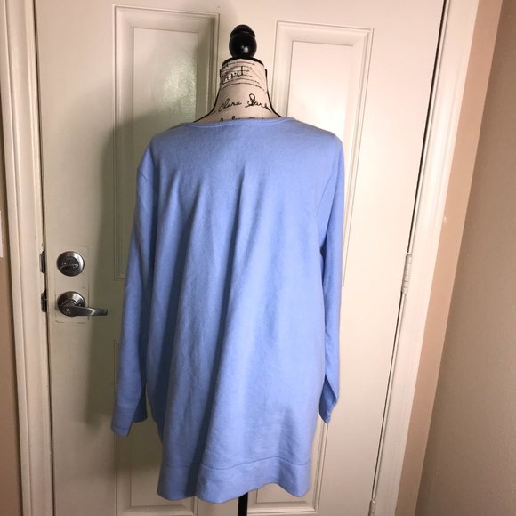 Woman Within Fleece Long Sleeve Sweater Light Blue ~ Size 26/28 (2X) - Picture 5 of 6